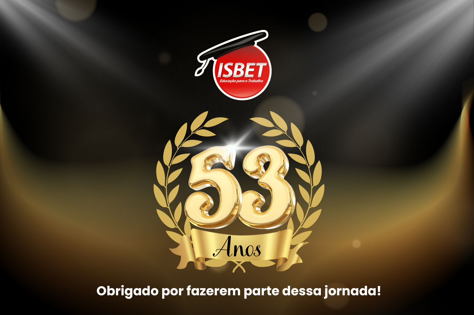 Na imagem é uma arte com o logo dos 53 anos de comemoração do ISBET