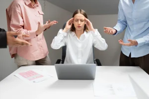 Ambiente de trabalho tóxico: quando a pressão dos colegas se transforma em sobrecarga emocional.